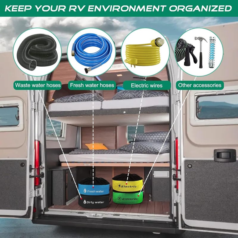 Uningmng 4 Pack RV Sewer Hose Storage,Waterproof RV Storage and Organization Bag for Sewer Hoses, RV Utility Bag, RV Camper Hose Bags for Store Fresh Water Hoses/Electrical Cords/Camper Tools Accessories - Image 2